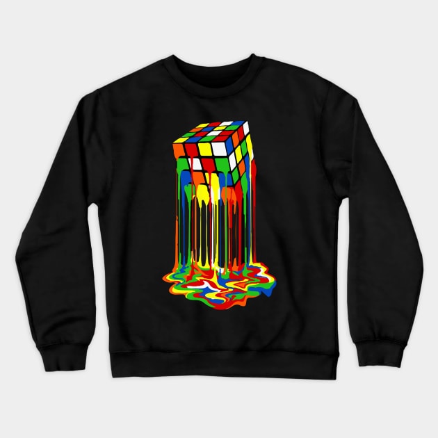 Melting Rubiks Cube Crewneck Sweatshirt by inkstyl